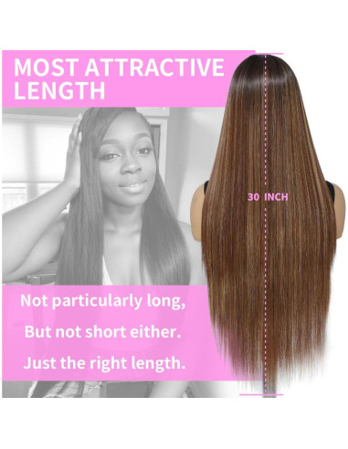 Peluca Sintética KPROYU 30 Pulgadas Marrón Destacado