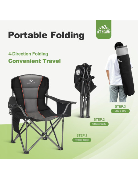 Silla de Camping Plegable LET'S CAMP 2 Pzas Resistente con Cojín Silla de Camping Plegable LET'S CAMP 2 Pzas Resistente con Cojín