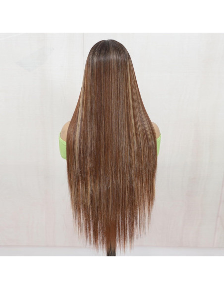 Peluca Sintética KPROYU 30 Pulgadas Marrón Destacado