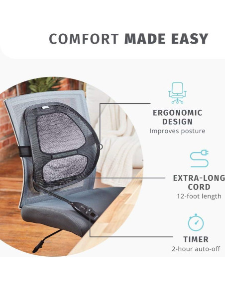 Soporte Lumbar Ergonómico HoMedics HCS-50DJ-BK con Calor