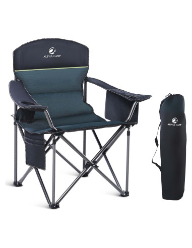 Silla de Camping Plegable LET'S CAMP Charles Verde 204kg