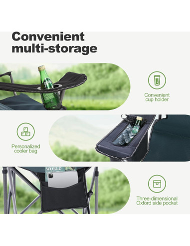 Silla de Camping Plegable LET'S CAMP Charles Verde 204kg