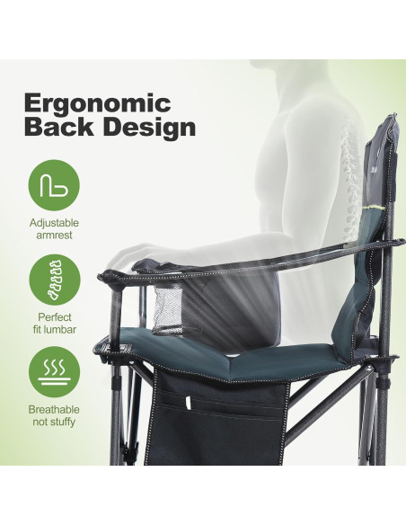 Silla de Camping Plegable LET'S CAMP Charles Verde 204kg