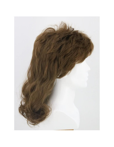 Peluca Mullet Rizada Marrón LeMarnia para Disfraz