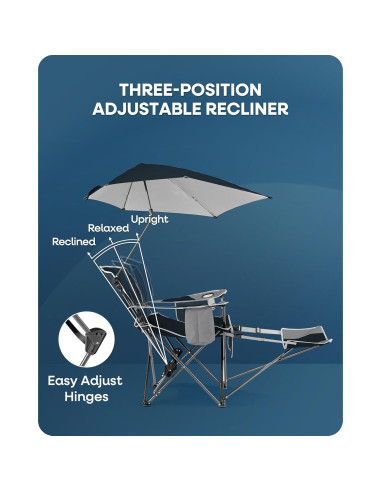 Silla Reclinable Sport-Brella con Paraguas UPF 50+ Azul