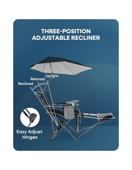 Silla Reclinable Sport-Brella con Paraguas UPF 50+ Azul Silla Reclinable Sport-Brella con Paraguas UPF 50+ Azul