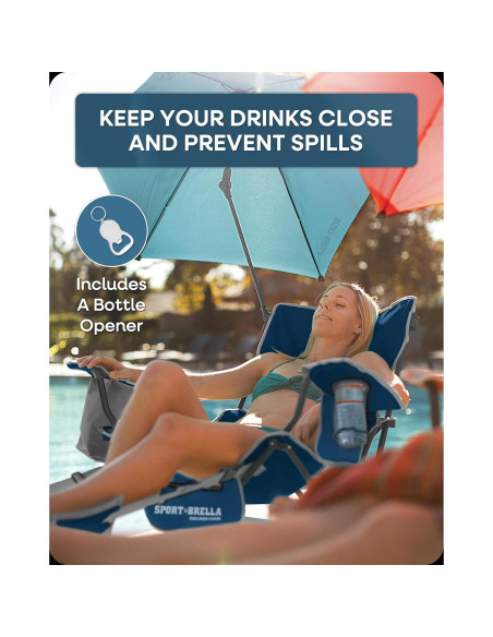 Silla Reclinable Sport-Brella con Paraguas UPF 50+ Azul Silla Reclinable Sport-Brella con Paraguas UPF 50+ Azul