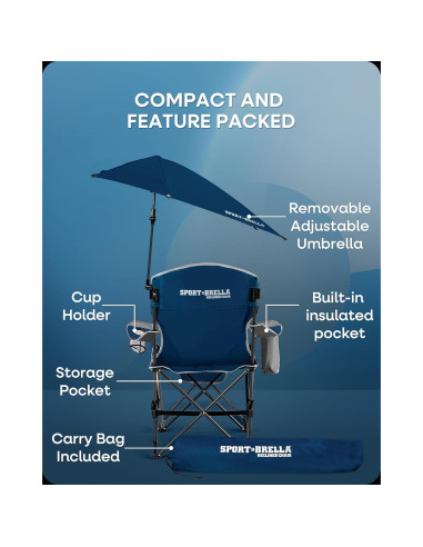 Silla Reclinable Sport-Brella con Paraguas UPF 50+ Azul
