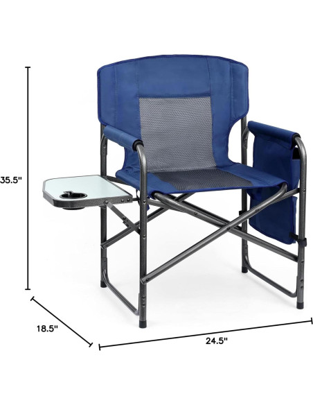 Silla de Camping Yestomo Plegable con Mesa Lateral Azul