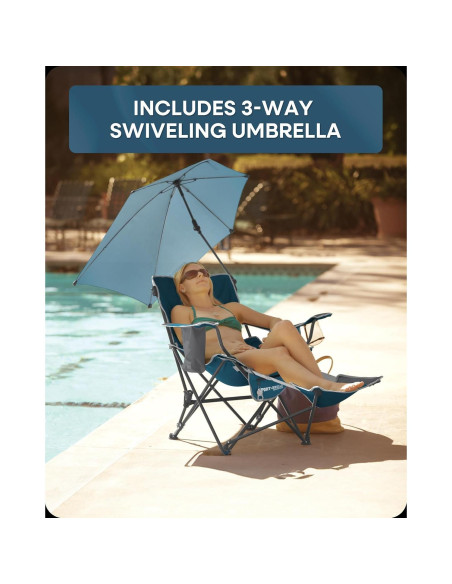 Silla Reclinable Sport-Brella con Paraguas UPF 50+ Azul Silla Reclinable Sport-Brella con Paraguas UPF 50+ Azul