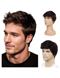 Peluca Corta Marrón para Hombre BEAUTY FLAG Sintética