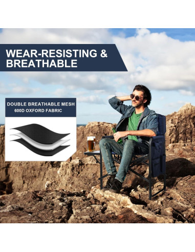 Silla de Camping Yestomo Plegable con Mesa Lateral Azul