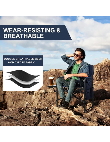 Silla de Camping Yestomo Plegable con Mesa Lateral Azul