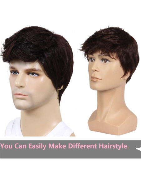 Peluca Corta Marrón para Hombre BEAUTY FLAG Sintética