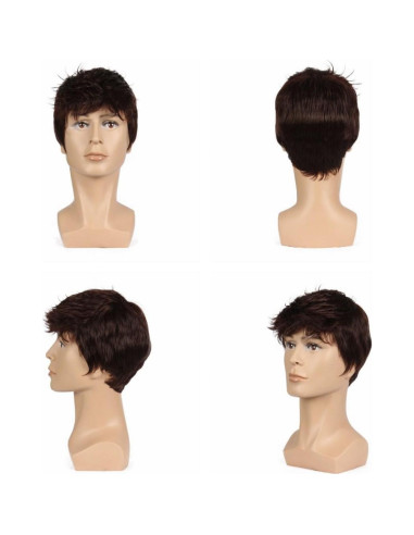 Peluca Corta Marrón para Hombre BEAUTY FLAG Sintética