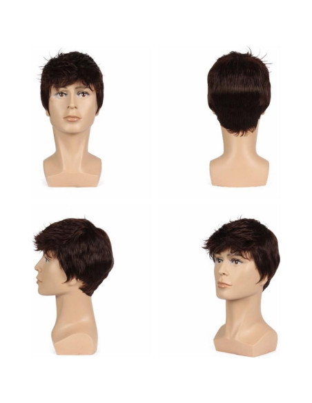 Peluca Corta Marrón para Hombre BEAUTY FLAG Sintética