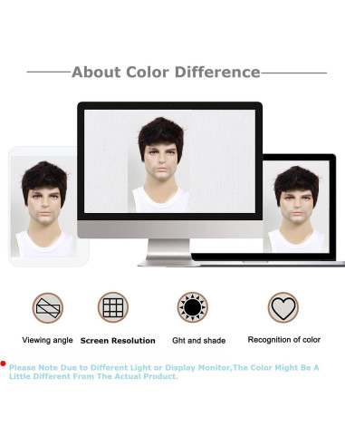 Peluca Corta Marrón para Hombre BEAUTY FLAG Sintética