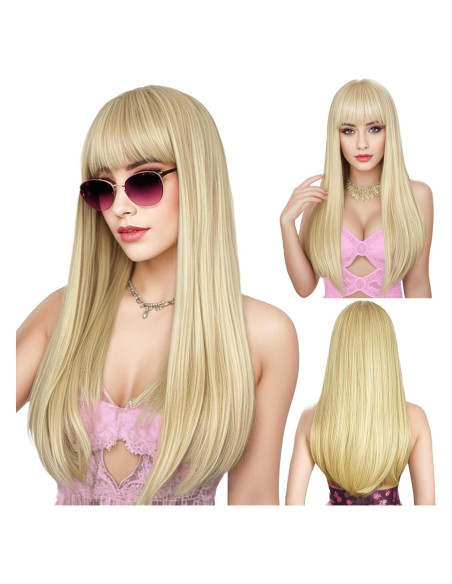 Peluca Rubia con Flequillo ENTRANCED STYLES 55,88 cm