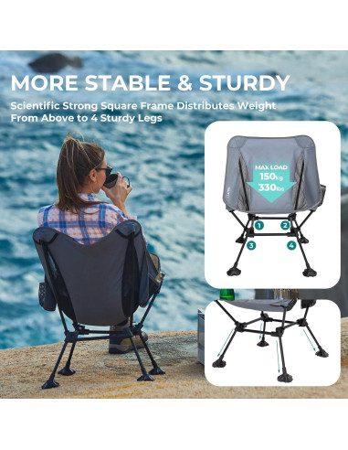 Silla de Camping ATEPA Ultraligera Plegable 1.09 kg