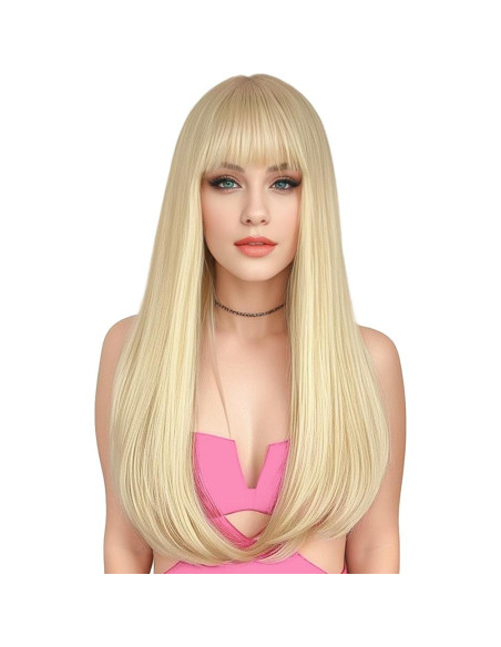 Peluca Rubia con Flequillo ENTRANCED STYLES 55,88 cm