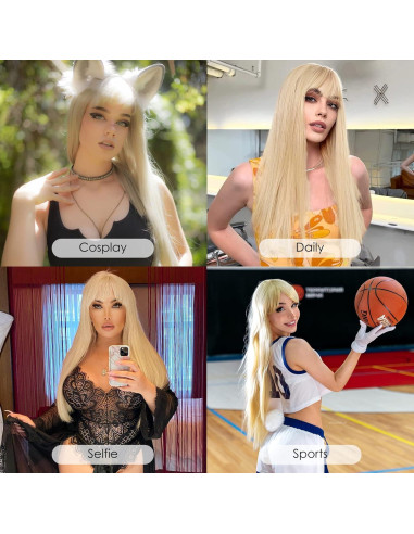 Peluca Rubia con Flequillo ENTRANCED STYLES 55,88 cm