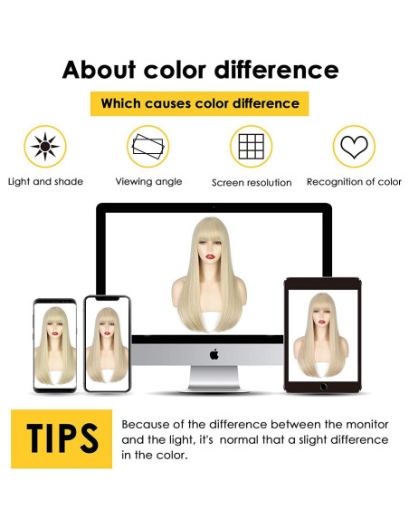 Peluca Rubia con Flequillo ENTRANCED STYLES 55,88 cm