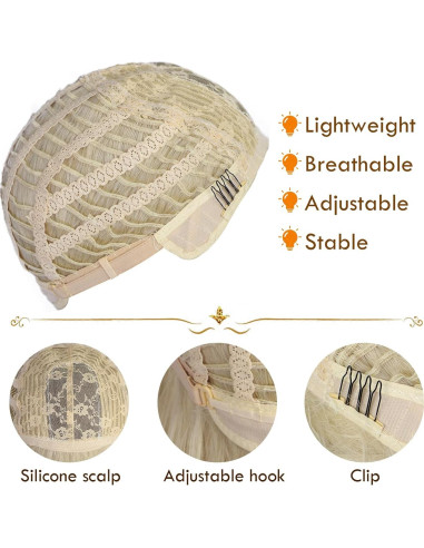 Peluca Rubia con Flequillo ENTRANCED STYLES 55,88 cm