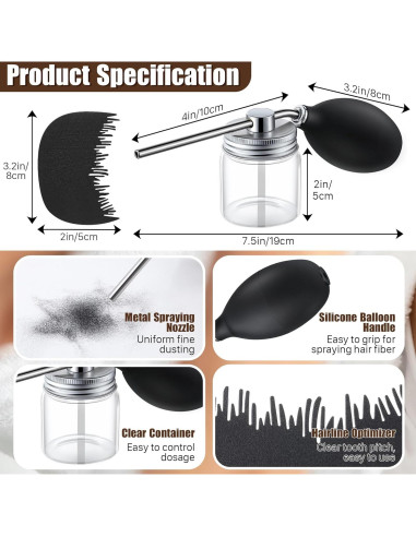 Botella Spray Fibra Capilar Hohean Portátil 13x7cm