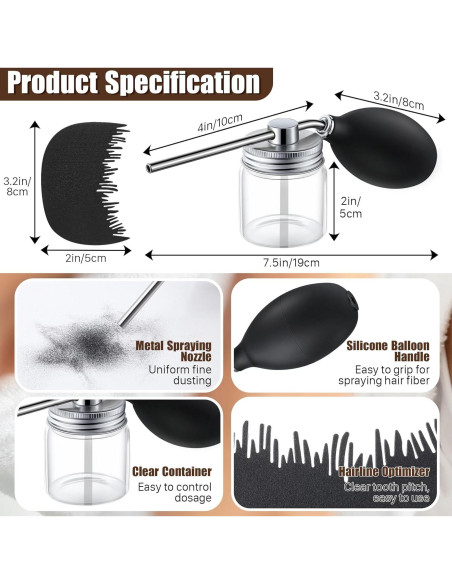 Botella Spray Fibra Capilar Hohean Portátil 13x7cm