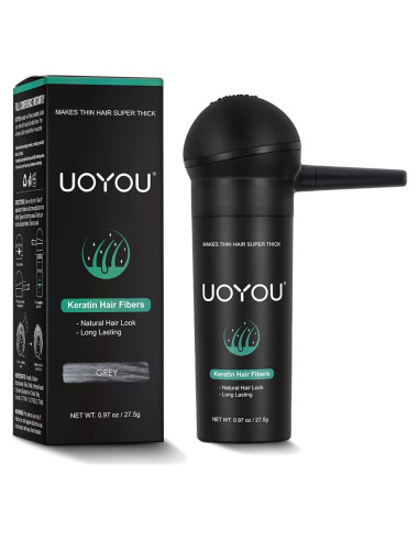 Fibras de Cabello UOYOU Gris 27.5g con Aplicador