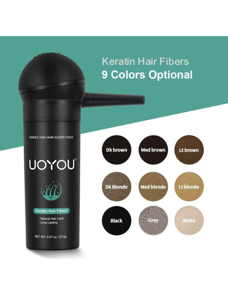 Fibras de Cabello UOYOU Gris 27.5g con Aplicador Fibras de Cabello UOYOU Gris 27.5g con Aplicador