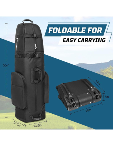 Bolsa de Viaje para Golf DAREKUKU con Ruedas y 8 Bolsillos