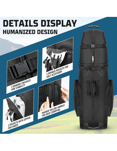 Bolsa de Viaje para Golf DAREKUKU con Ruedas y 8 Bolsillos