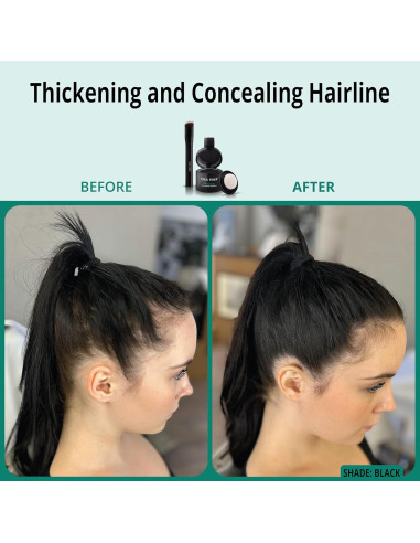 Polvo Retoque Raíces THICK FIBER - Set Cabello Fino Negro