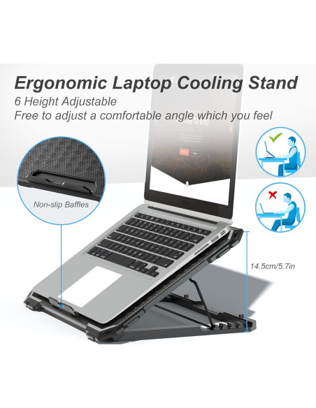 Base de Enfriamiento ICE COOREL 6 Ventiladores 13-15.6 Pulgadas