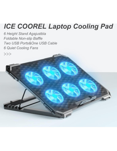 Base de Enfriamiento ICE COOREL 6 Ventiladores 13-15.6 Pulgadas