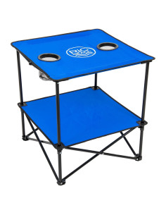 Mesa Plegable Cuadrada Rio Brands 55,88 cm Azul con Portavasos