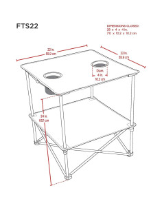 Mesa Plegable Cuadrada Rio Brands 55,88 cm Azul con Portavasos 2