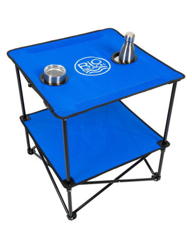 Mesa Plegable Cuadrada Rio Brands 55,88 cm Azul con Portavasos