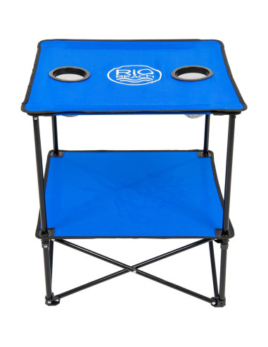 Mesa Plegable Cuadrada Rio Brands 55,88 cm Azul con Portavasos