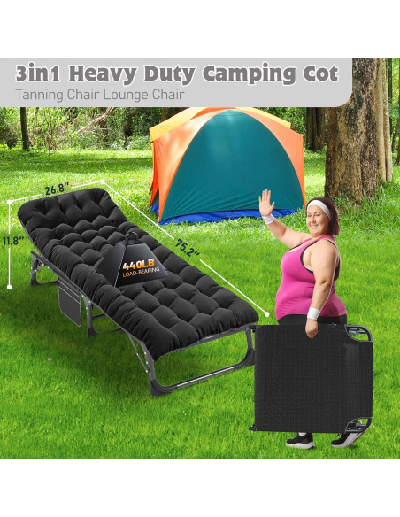 Cama de Camping Plegable ABORON con Colchón Ajustable