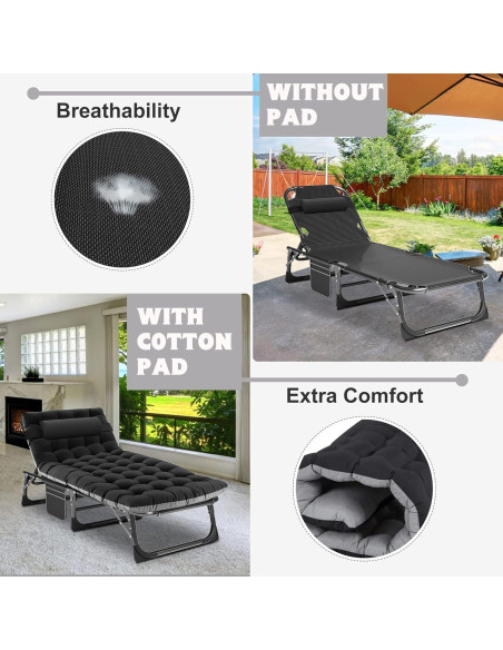 Cama de Camping Plegable ABORON con Colchón Ajustable