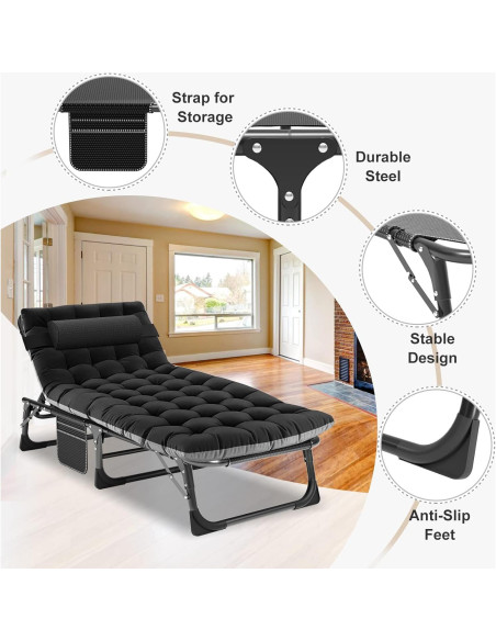 Cama de Camping Plegable ABORON con Colchón Ajustable