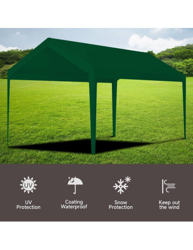 Cubierta de Carport Rutile 3,05 x 6,10 m Impermeable Verde