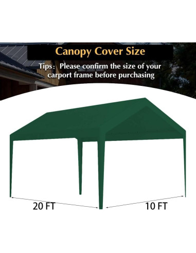Cubierta de Carport Rutile 3,05 x 6,10 m Impermeable Verde
