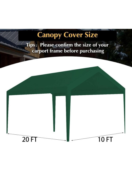 Cubierta de Carport Rutile 3,05 x 6,10 m Impermeable Verde