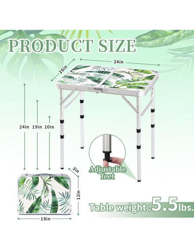 Mesa Plegable de Camping Yriuat 61x40 cm Ajustable Floral