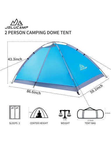 Tienda de Camping JELUCAMP Domo 2 Personas Impermeable