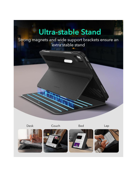 Funda ESR para iPad Air 11" y 10.9" Negra, Soporte Ajustable