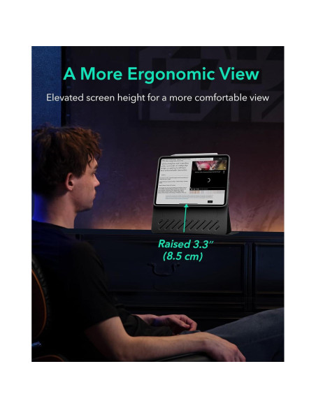 Funda ESR para iPad Air 11" y 10.9" Negra, Soporte Ajustable